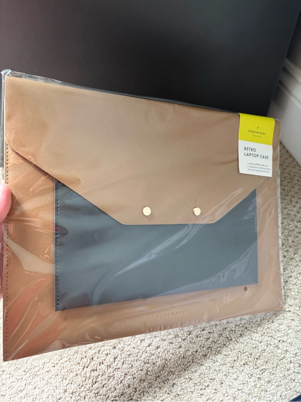 Retro Laptop Case in Tan and Black